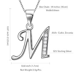 Aurora Tears Letter M Necklace Initial 925 Sterling