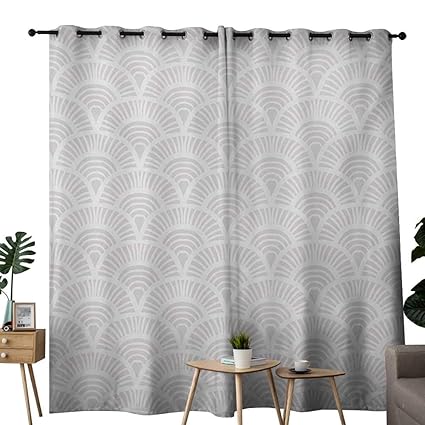 Nuomanan Blackout Lined Curtains Grey And White Vintage Half