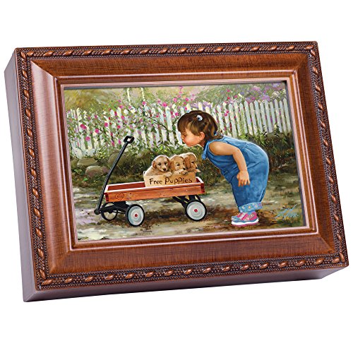 Cottage Garden Free Puppies Music and Jewelry Box Plays You are my Sunshine