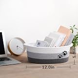 TIMEYARD Dog Toy Basket Cute Woven Grey Cotton Rope 30x20x13 cm view 3
