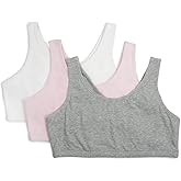 Fruit of The Loom Girls 3 Pack Cotton Built -Up Stretch Sports Bra in Everyday Colors
