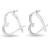 LeCalla 925 Sterling Silver Heart Hoop Earrings for Women | Love Theme Heart Shaped Hoop Earring | Womens Italian Love Heart Earrings Hoops