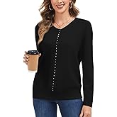 LATAHUO Womens Long Sleeve V Neck Sweaters 2025 Pullover Tops Trendy Dressy Casual Fall Fashion Clothes