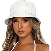 White Cotton Bucket Hat, Lightweight Flip Sun Protection Summer Hat Suitable for Women Men Camping, Traveling, Fishing, Hunting