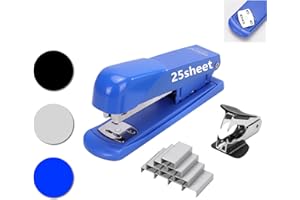 Yorhoen Office Stapler for Desk with Staples,25 Sheet Capacity Incorporate Standard Staples,Staple,Remover Set for Classroom Desktop Teacher(Blue)