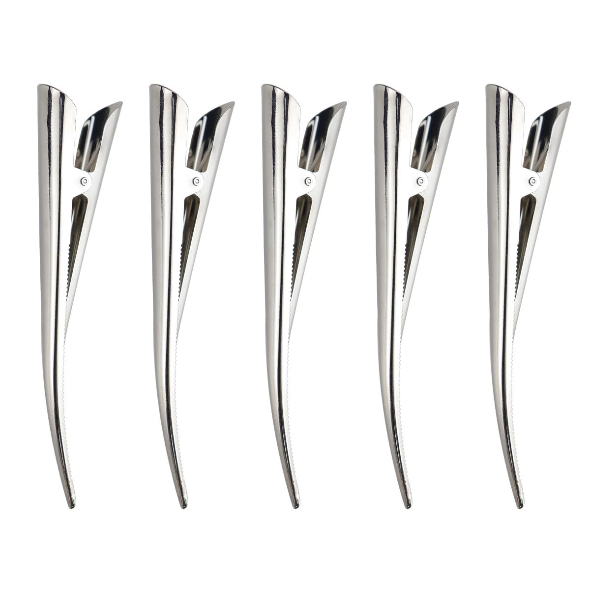 GYOTUU 5pcs Metal Duckbill Hair Clips Crocodile Clips Silvery Alligator Metal Toothed Barrettes for Styling Sectioning Hair Accessories Hairdressing (Silvery)