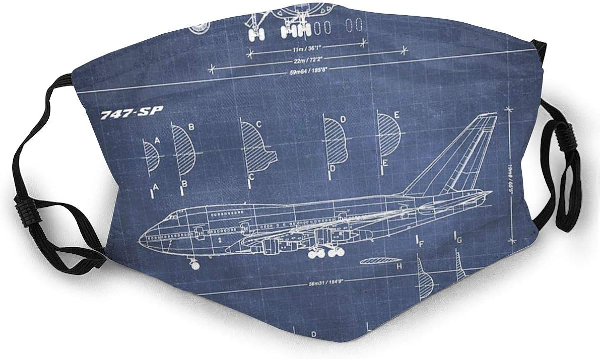 Amazon Com Boeing 747 Sp 747 100 Concept Drawing Dark Blueprint Facial Decorations For Man And Woman Face Mask Reusable And Washable Clothing