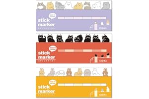 Sticky Note Page Marker Set of 3 - Long-haired Cat, Black Cat & Rabbit