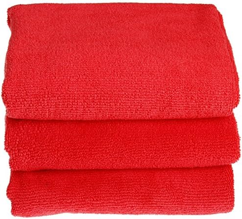 UTowels 16"x27", Pack of 12, Large Microfiber Towels for auto &amp; home Scratch free &amp; lint free - Red