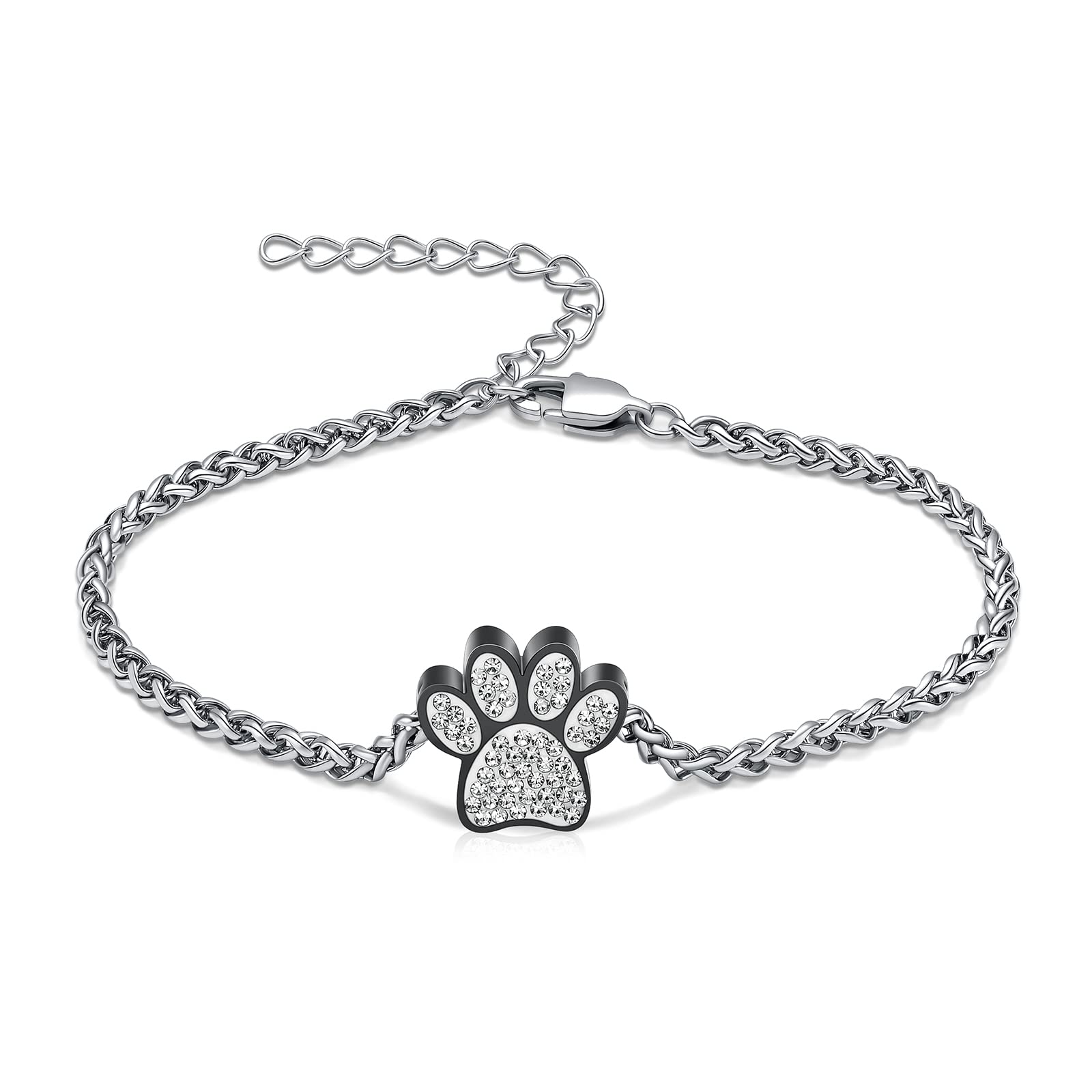 VCCWYQK Urn Bracelet for Ashes Dog/Cat Paw Print Bracelets Cremation Jewelry for Ashes Adjustable Memorial Keepsake Cremation Bracelets Jewelry Gifts for Women