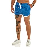 Ouber Men's Fitted Shorts Bodybuilding Workout Gym Running Tight Lifting Shorts with Pockets