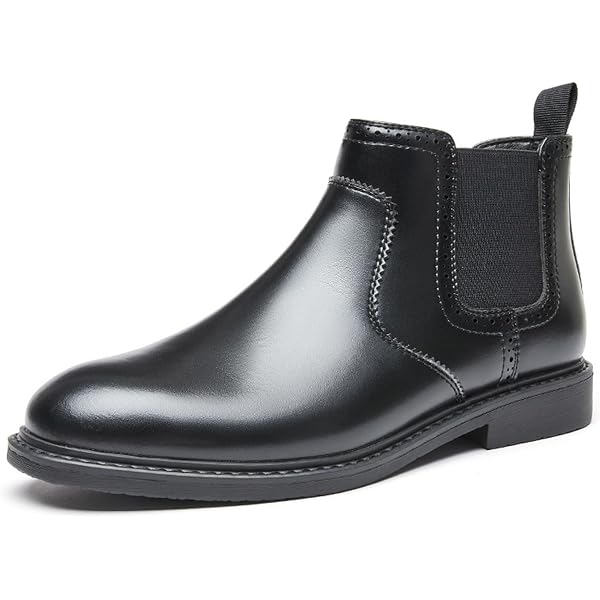 Comfortable Leather Ankle Boots Office Men's Leather Print Slip On