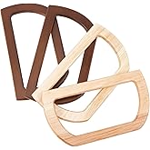 WADORN 4Pcs Wooden Bag Handles, 2 Colors Wooden Purse Handles Replacement Oval Shaped Handbag Handle DIY Handmade Bag Handle for Beach Crochet Bags Straw Bags Summer Handbag, 6.4x3.5 Inches