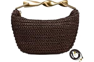 JYG Handmade Straw Crossbody Bags for Women Mini Summer Satchel Purse Fashion Woven Shoulder Handbags with 2 Straps