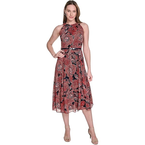 Tommy Hilfiger Women's Floral Midi Fit and Flare Jolly Green Multi 2 at  Amazon Women's Clothing store