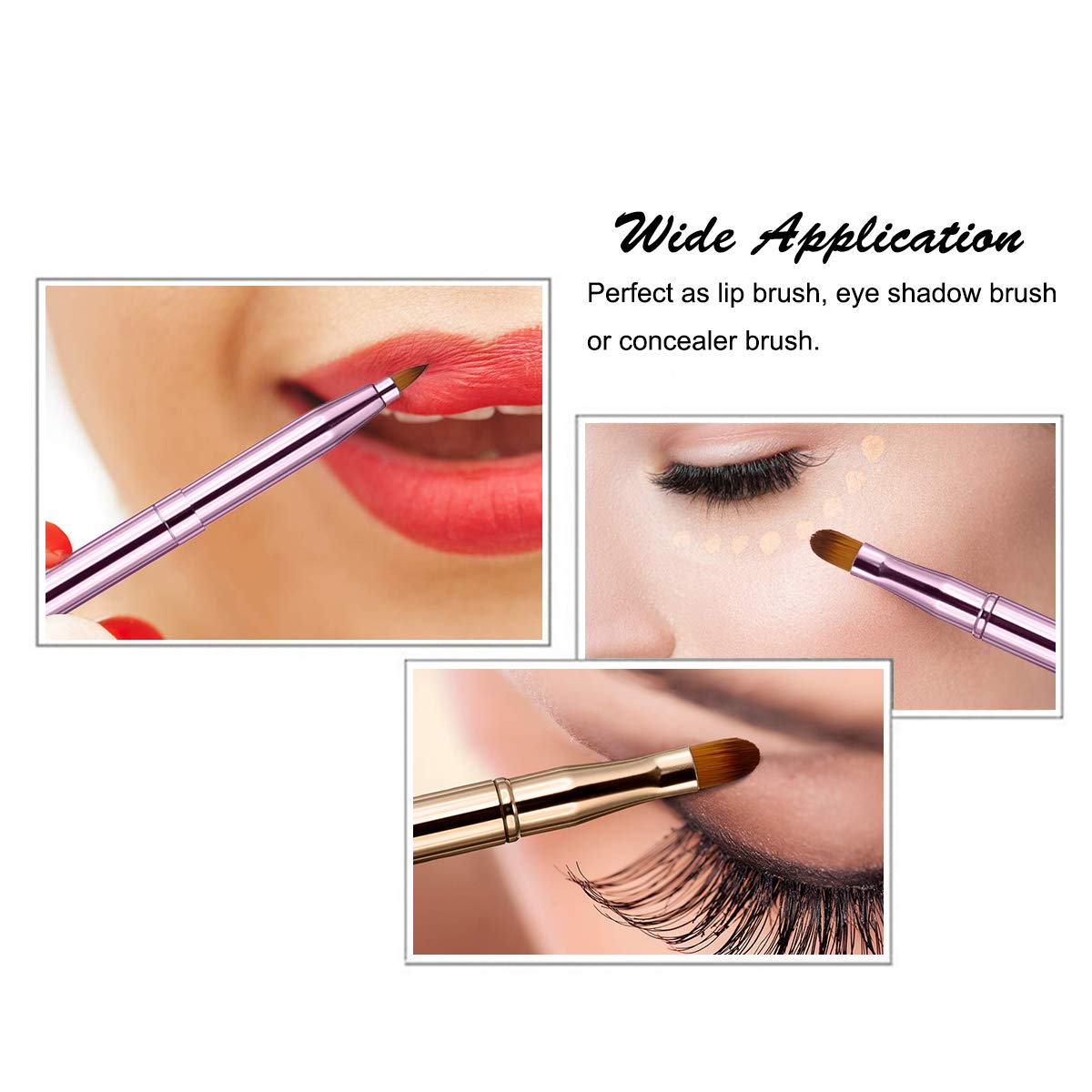 Lip Brush Set, FITDON 2pcs Retractable Lip Brush with Cap for Lipstick Gloss & 2pcs Double-Sided Silicone Exfoliating Lip Brushes: Beauty