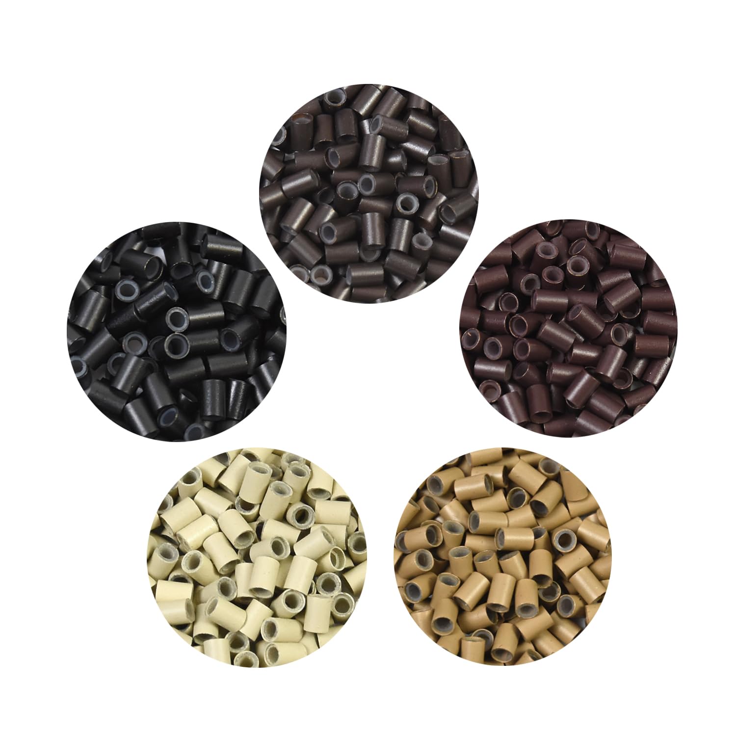 200 PCS 3.5x2.5x5.0mm Copper Silicone Lined Micro Rings Beads Links for Hair Extensions (Dark Brown) โ image 1