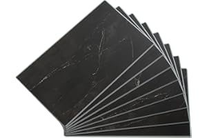 Palisade 25.6 in. x 14.8 in. Interlocking Vinyl Waterproof Wall/Backsplash Tiles for Kitchen or Bathroom in Black Ice (8 Pack)