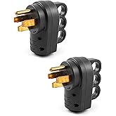 QWORK Nema 14-50P 50 Amp Male RV Replacement Plug, 2 Pack 125/250V Power Assembly Plug with Handle for Camper Trailer