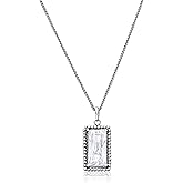 JEAN RACHEL JEWELRY 925 Sterling Silver Necklace for Women - Baguette with Cubic Zirconia Vintage Design - Hypoallergenic, Lead & Nickel Free - Artisan Handcrafted Statement Necklace