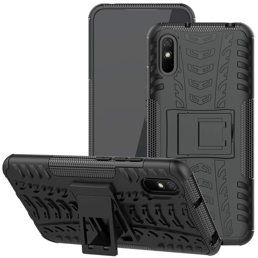 Jhxtech Xiaomi Redmi 9A Case/Redmi 9A Phone Case, [Kickstand] [Heavy Duty Protection] [Dual Layer] Slim Fit Hybrid Shock Proof Protective Case for Xiaomi Redmi 9A (black)