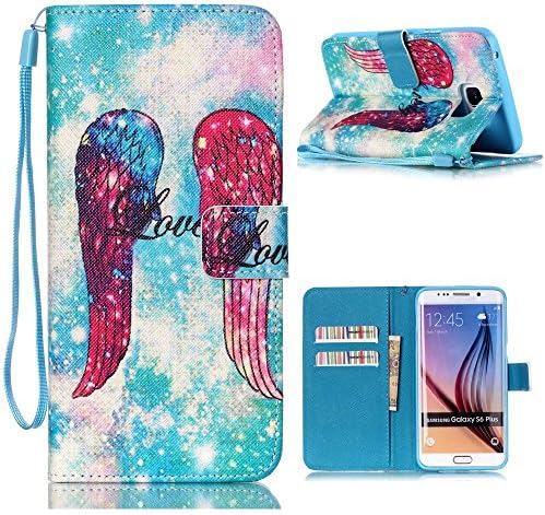 S6 Edge Plus Case,S6 Edge Plus Wallet Case,S6 Edge Plus Handbag,Tribe-Tiger Angel Wings Pattern Premium Wallet Handbag Leather Kickstand Case Cover For Samsung Galaxy S6 Edge Plus