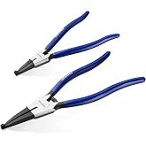 WORKPRO 2-Piece 8" &amp; 11" Heavy Duty External Lock Ring Pliers Set, Blue | Flat Snap Ring Plier, Special Circlip Pliers, 90&deg; Angled Tip, 50CrV Steel, Spring-loaded