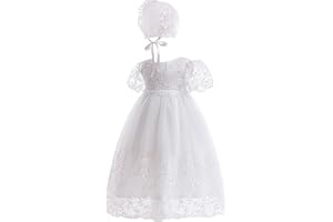 perfect petal Baby Girls Baptism Dress Christening Lace Floral Embroidered Gown Outfit for Infant Toddler