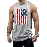 InleaderStyle Men's Workout Tank Tops Sleeveless Gym Muscle Tee Graphic American Flag Shirt