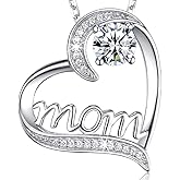 Re Besta Sterling Silver Love Heart Mom Necklace for Mom Wife Birthday Gifts August September and More Birthstones Jewelry for Women, 18"-20" Changeable Chain