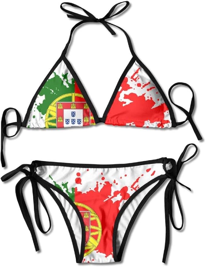 Women's Thong Bikini Suit Swimsuit Portuguese Flag Sexy Bikini Set 2