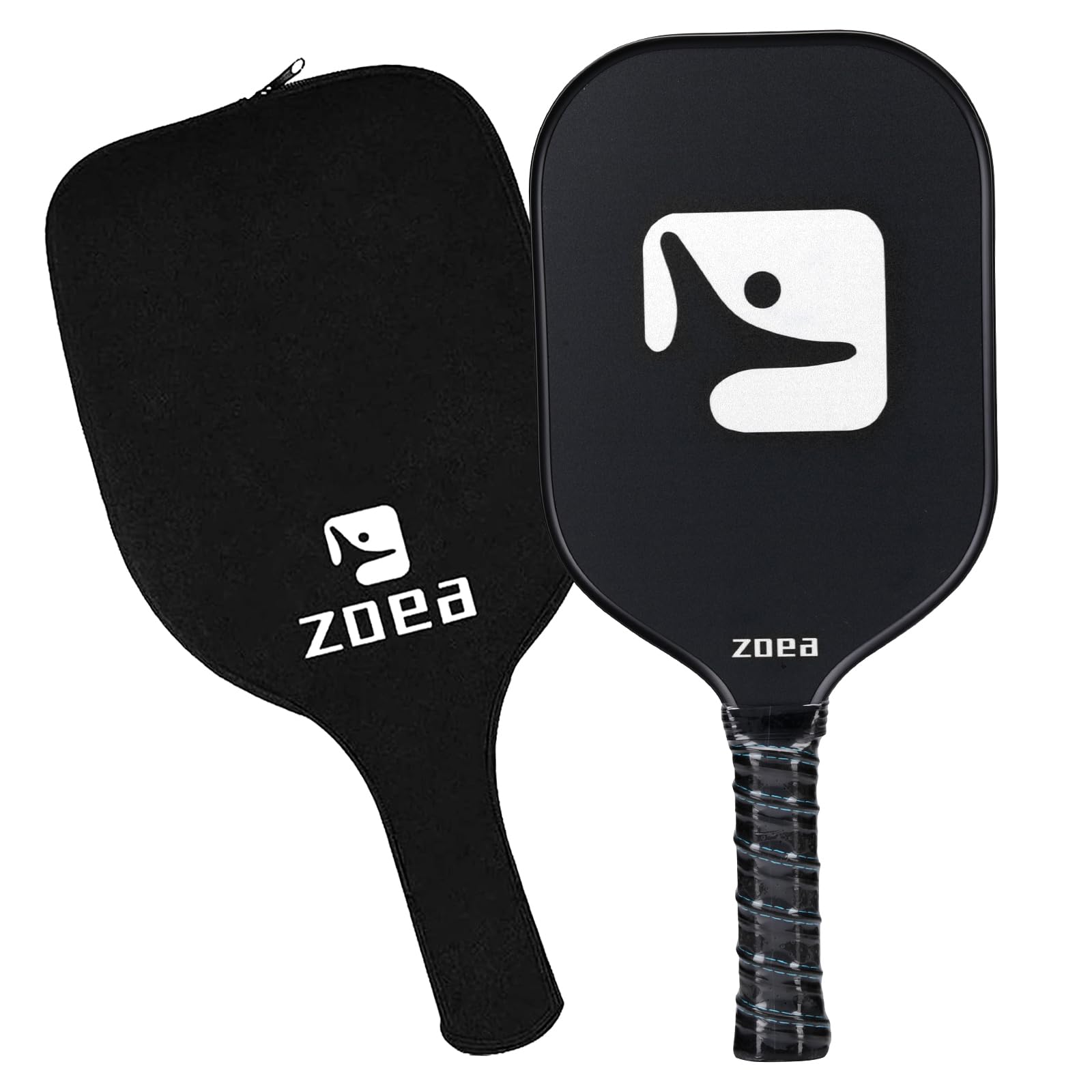 ZOEA Pickleball Paddle, Graphite Pickleball Racket with Carbon Fiber Surface and Polymer Honeycomb Composite Core for Outdoor and Indoor (White+Black)
