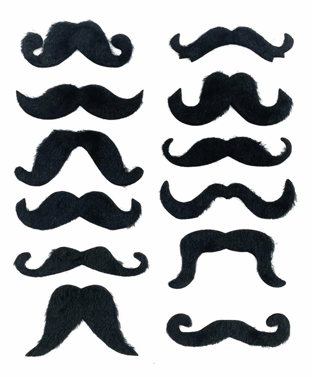 Komonee 24 x Fake Moustache Black Halloween Mustache For Fancy Dress Up Costume Hair Accessory Outfit Novelty Joke
