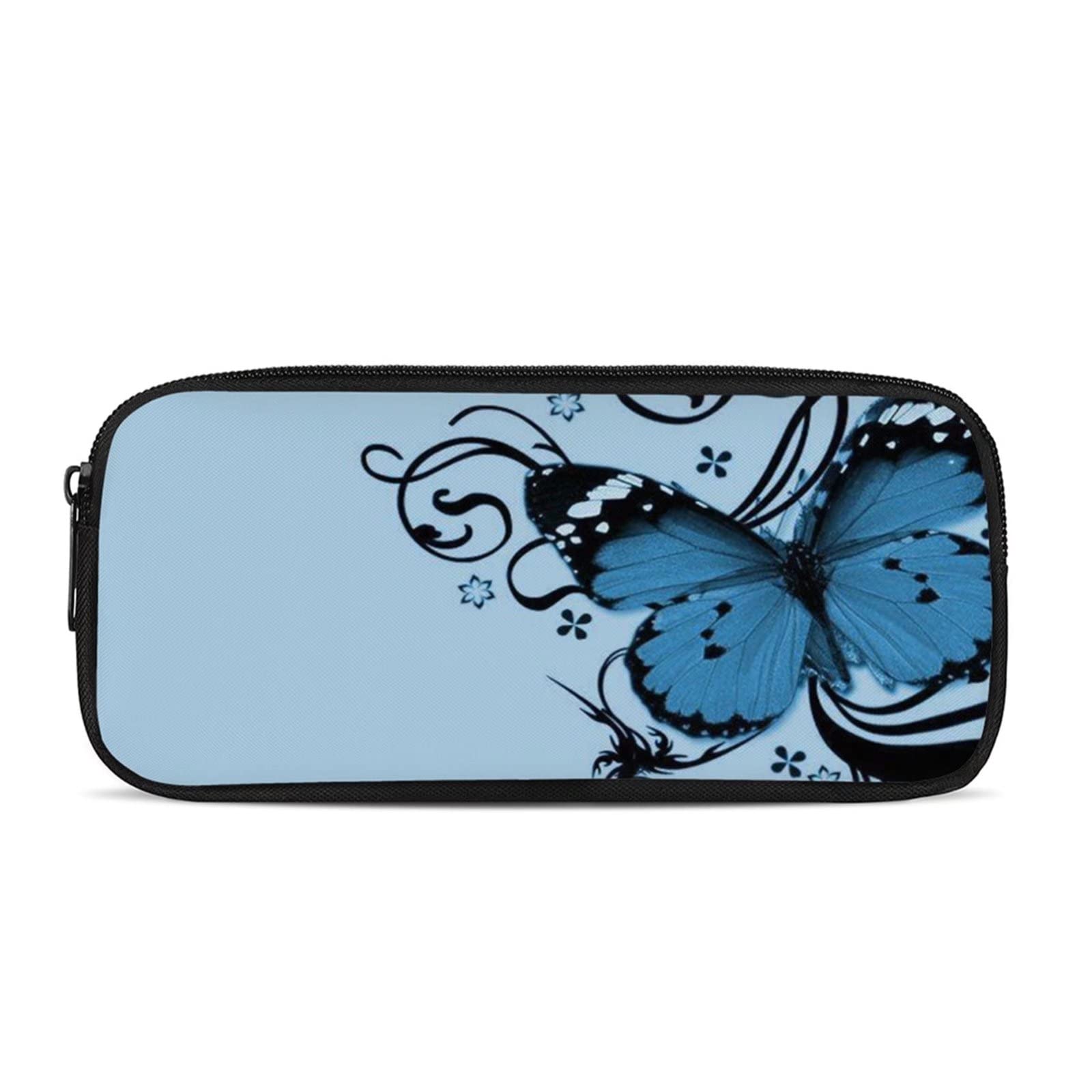 SEANATIVE Blue Butterfly Pen Bag Pencil Case Women Zippers Cosmetic Pouch Travel Makeup Bag Office Storage Box Organizers