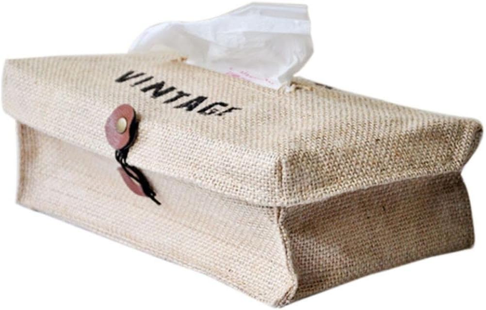 Yeefant 1 Pcs Retro Generous Fluid Style File Buckle Winding Design Folded Tissue Box Cover Paper Case Holder Home Car Deco,Moisture Waterproof, 0.82x0.43x0.26 Ft,Beige Paper Facial Tissue Box Holder