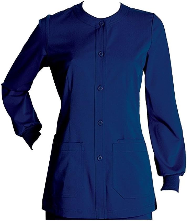 BARCO NrG Women's Junior Fit 3 Pocket Round Neck Button Front Scrub Jacket