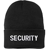 Security Embroidered Beanie Warm Winter Watch Cap Security Guard Officer Uniform Outdoors Hat