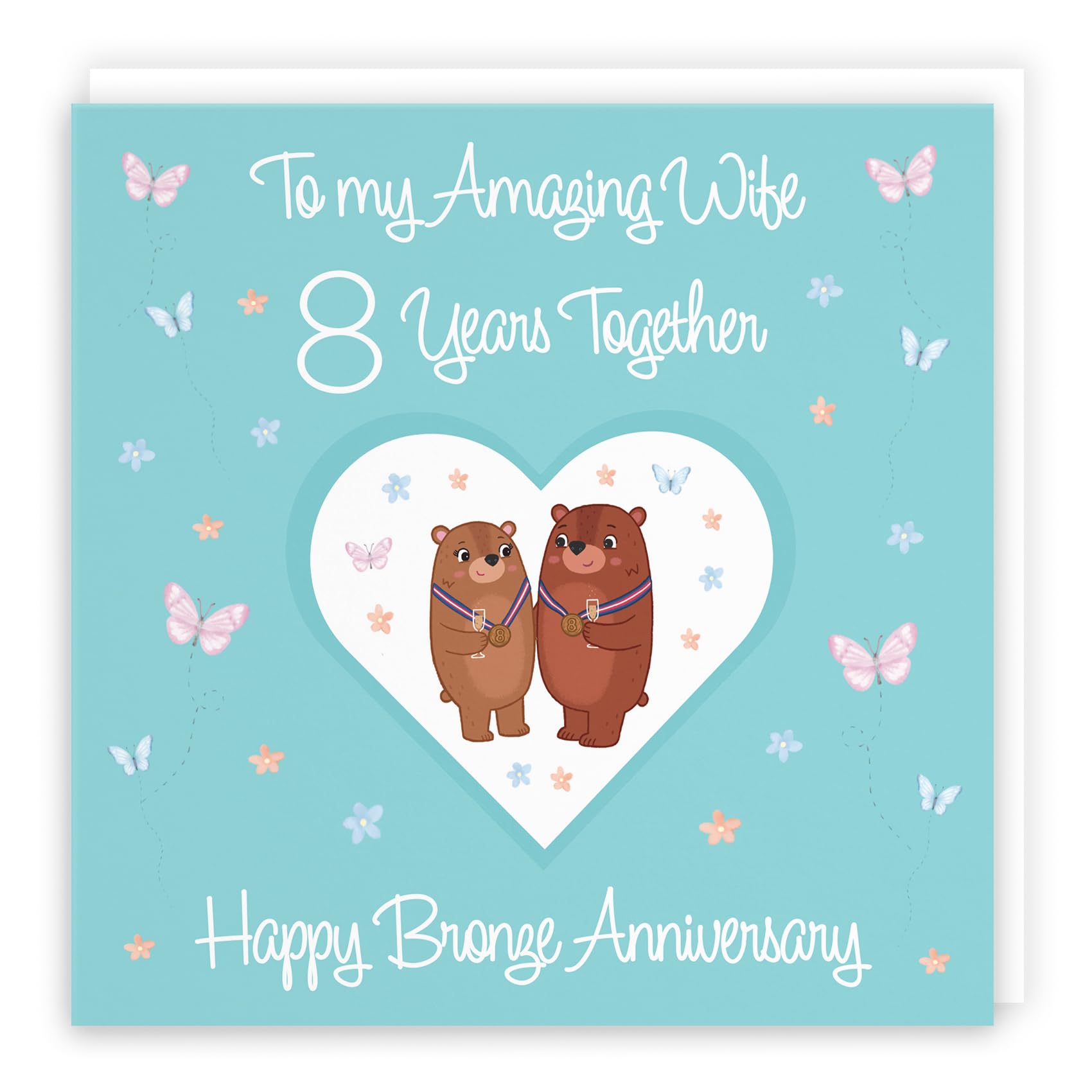 Hunts England - Wife 8th Anniversary Card - 8 Years - Bronze Anniversary - Romantic Meadows - Fun Card - Eighth Anniversary Card For Wife — image 1