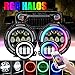 T-Former DOT Approved 7'' RGB LED Headlights and 4 '' LED Fog Lights Halo Ring for Jeep Wrangler 1997-2018 JKU JK Rubicon TJ LJ