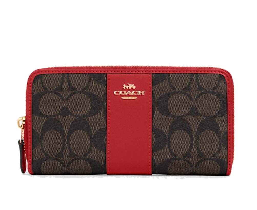 Coach Women's Patent Crossgrain Leather Accordion Zip Wallet pink Size: L
