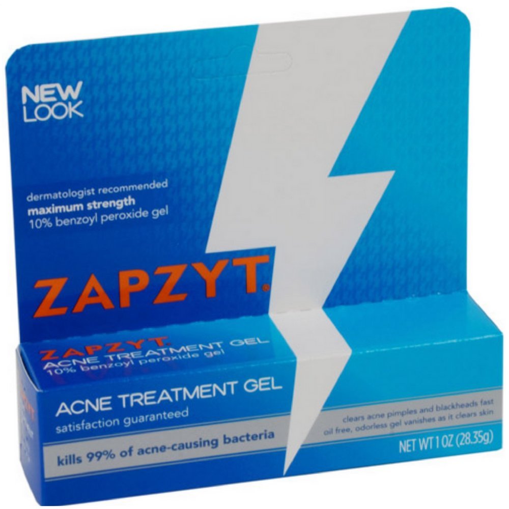 Zapzyt Maximum Strength 10% Benzoyl Peroxide Acne Treatment Gel, 1