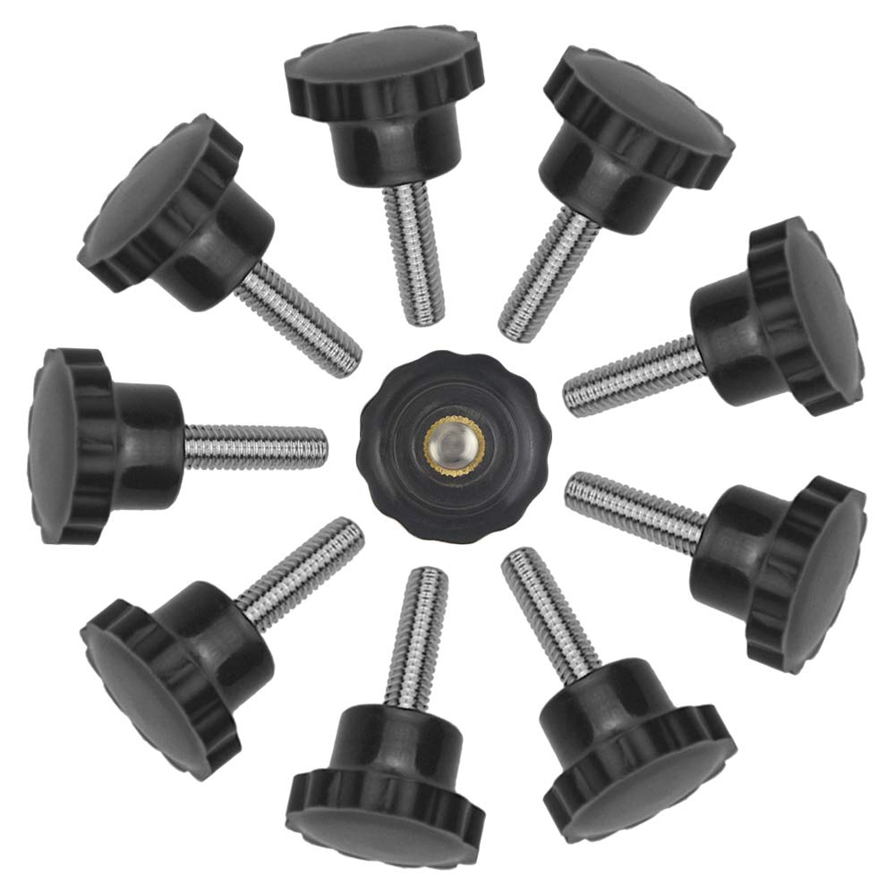WMYCONGCONG 12 PCS M6 x 20 mm Threaded Thumb Screw, Threaded Knurled Thumb Screw Round Male Thread Knurled Clamping Knobs