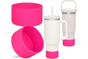 QIANHAI Silicone Boots Sleeve for Stanley Quencher 40 oz 30 oz Tumbler & IceFlow 20oz 30oz, Protective Water Bottle Bottom Bumper - Fits Hydro Flask/YETI/Maars tumbler/Simple Modern 2Barbies Pink