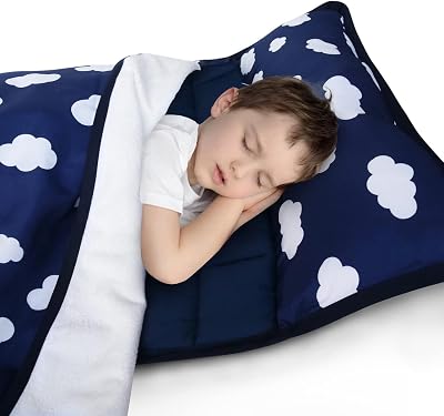 SPRINGSPIRIT Toddler Nap Mat, Quilted Roll-Up Mat with Blanket & Pillow
