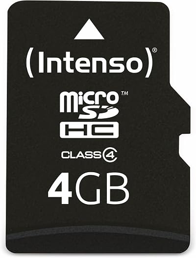 Intenso MicroSDHC Memory Card 4GB Black Class 4 with SD Adapter