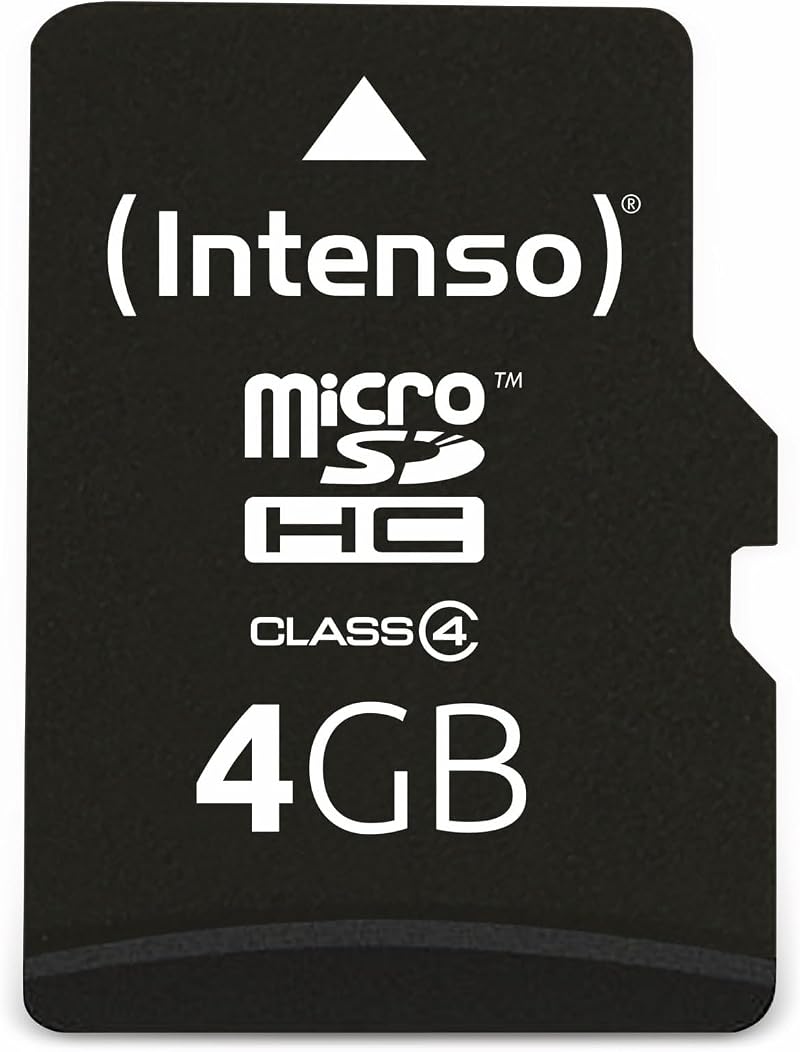 Intenso MicroSDHC Memory Card 4GB Black Class 4 with SD Adapter