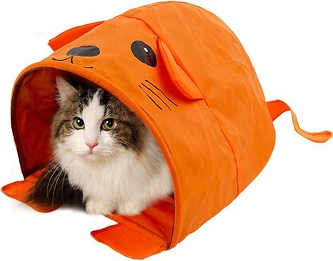 Fengruiui Dessin Animé Forme Tente De Chat Avec Son Jouet Pour Chat Souris Pliable Pour Animal Domestique De Couchage Lit Tunnel Pour Chiot Chaton