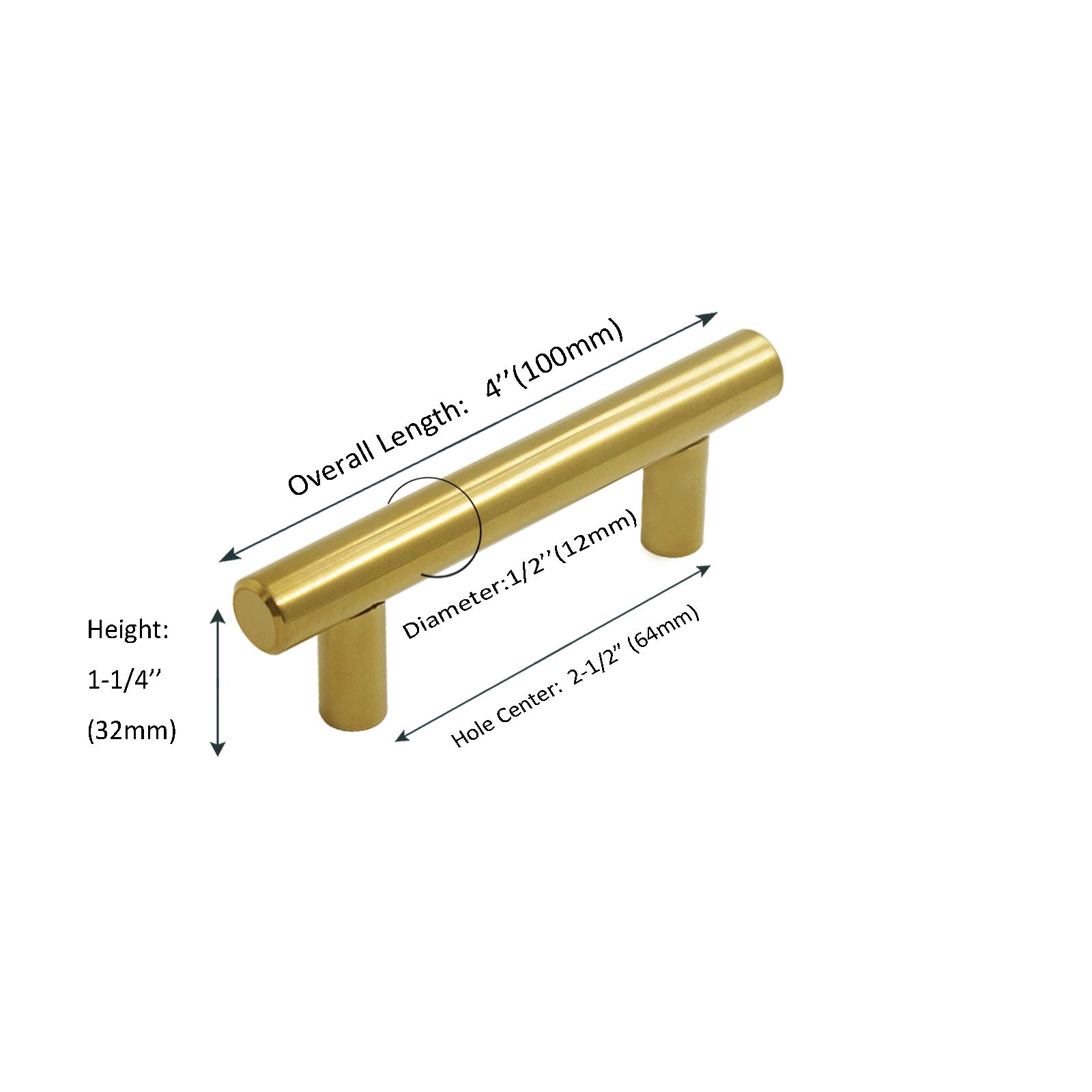 Probrico Brushed Brass Modern Hardware Kitchen T Bar