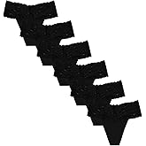 Yuamose High Waist Cotton Lace Thongs Underwear For Women Plus Size Full Coverage Tummy Control Panties High Rise Multipack