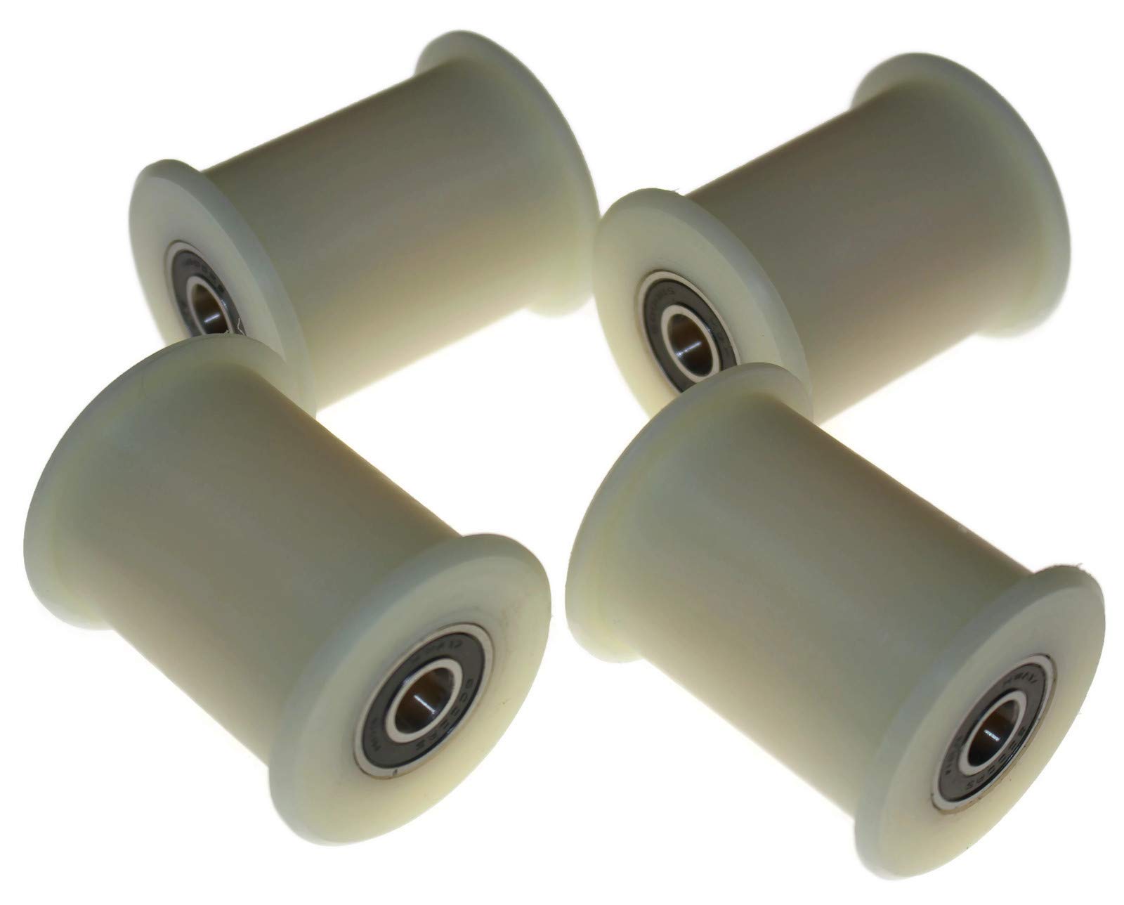 Pack of 4 x Nylon Belt Idler 50 mm diameter 53 mm Groove 10 mm bearing Precisely Machined in the EU (50-53-10)